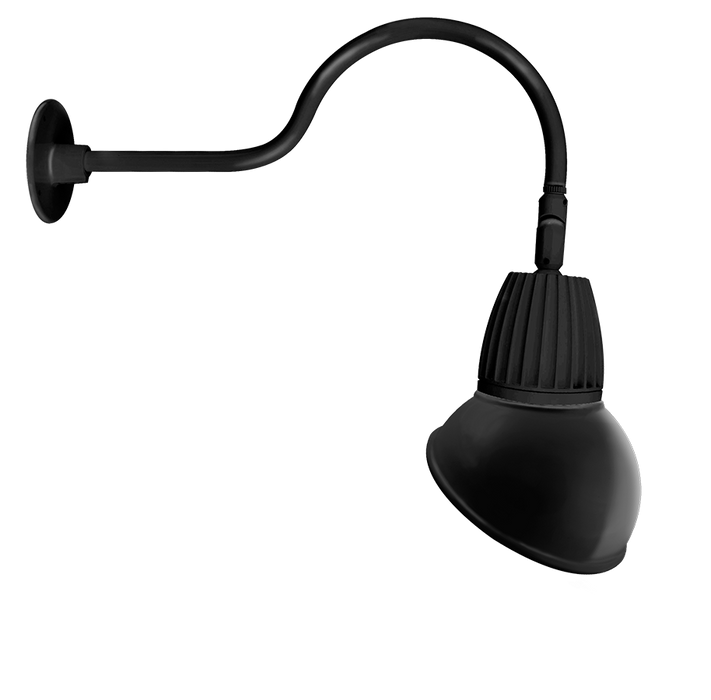 RAB Gooseneck Style1 26W Neutral LED 11 Inch Angled Dome Shade Black (GN1LED26NAD11B)