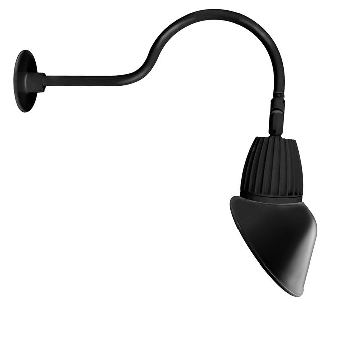 RAB Gooseneck Style1 26W Warm LED 11 Inch Angled Cone Shade Rectangular Reflector Black (GN1LED26YRAC11B)