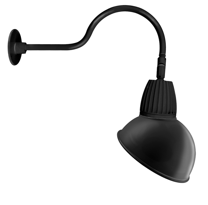 RAB Gooseneck Style1 26W Warm LED 15 Inch Angled Dome Shade Spot Reflector Black (GN1LED26YSADB)