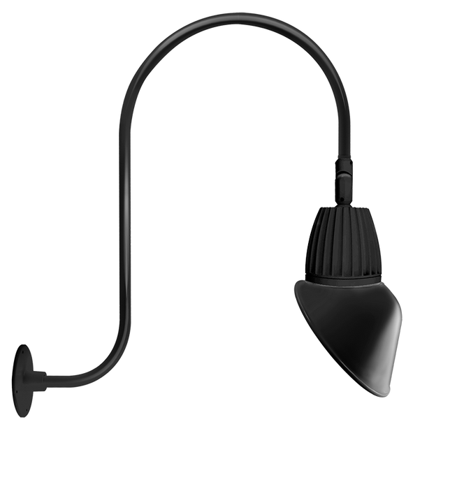 RAB Gooseneck Style3 13W Neutral LED 11 Inch Angled Cone Shade Spot Reflector Black (GN3LED13NSAC11B)