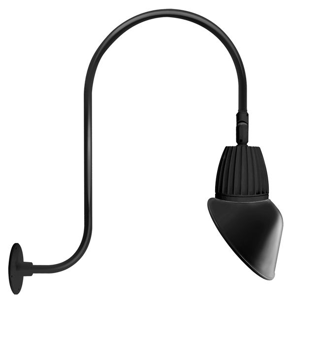 RAB Gooseneck Style3 26W Neutral LED 11 Inch Angled Cone Shade Rectangular Reflector Black (GN3LED26NRAC11B)