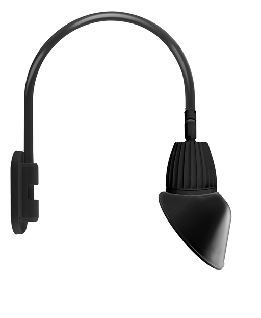 RAB Gooseneck Style4 13W Warm LED 11 Inch Angled Cone Shade Rectangular Reflector Black (GN4LED13YRAC11B)
