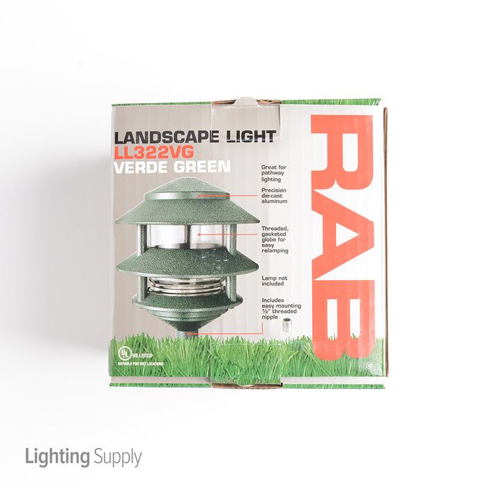 RAB Lawn Light 3 Tier Incandescent 75W Maximum Verde Green (LL322VG)