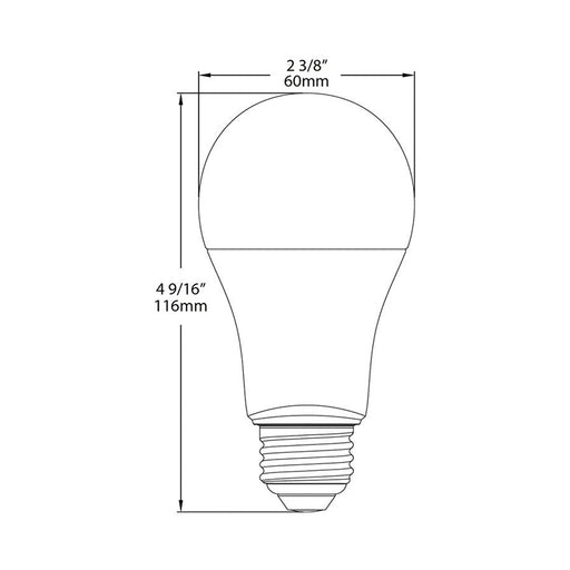RAB LED Bulb A19 15.5W 100W Equivalent 1600Lm E26 80 CRI 2700K Dimmable (A19-15-E26-827-DIM)