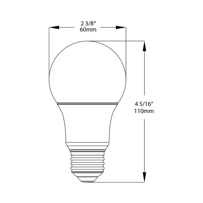 RAB LED Bulb A19 6W 40W Equivalent 450Lm E26 90 CRI 5000K Dimmable (A19-6-E26-950-DIM)