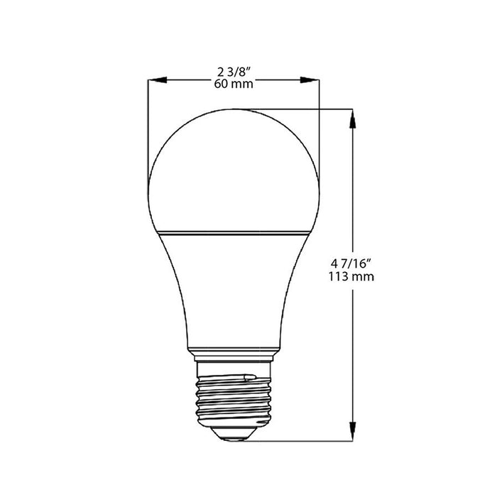 RAB LED Bulb A19 9.5W 60W Equivalent 800Lm E26 90 CRI 5000K Dimmable (A19-9-E26-950-DIM)