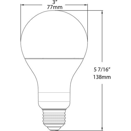 RAB LED Bulb A21 16W 100W Equivalent 1600Lm E26 80 CRI 2700K Non-Dimmable (A21-16-E26-827-ND)