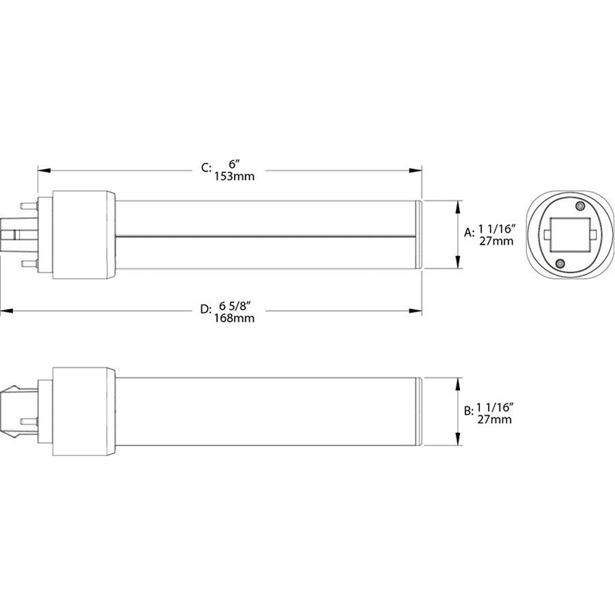 RAB PLC-9-H-827-BYP LED PLC Glass Type B 9W Horizontal 950Lm G24D ...