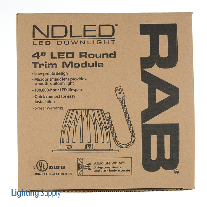RAB LED Trim MOD 4 Inch Round 50 Degree 2700K 80 CRI White Cone White Ring (NDLED4RD-50YY-W-W)
