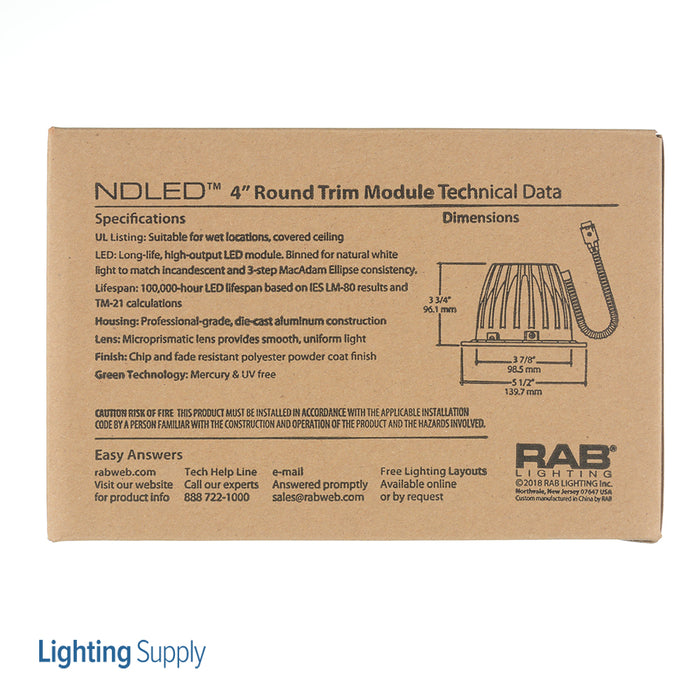 RAB LED Trim MOD 4 Inch Round 50 Degree 2700K 80 CRI White Cone White Ring (NDLED4RD-50YY-W-W)