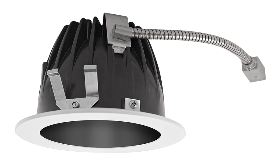 RAB LED Trim MOD 4 Inch Round 80 Degree 2700K 80 CRI Black Cone White Ring (NDLED4RD-80YY-B-W)