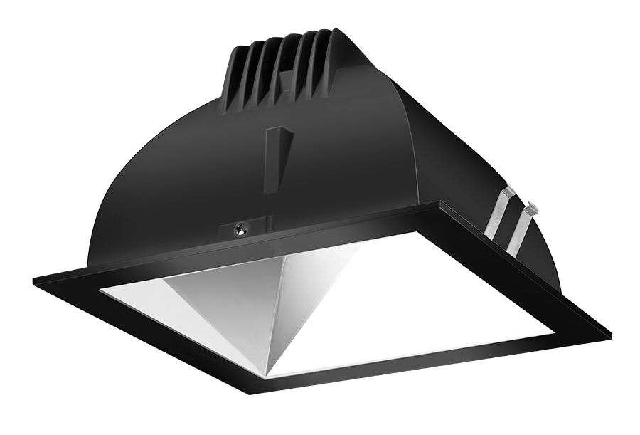 RAB LED Trim MOD 4 Inch Square Wall Washer 3000K 80 CRI Specular Cone Black Ring (NDLED4SD-WY-S-B)