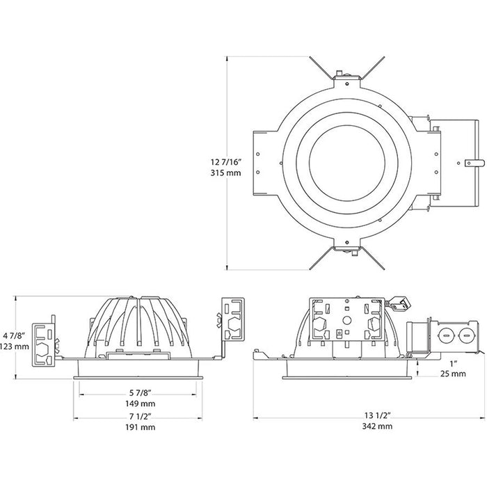 RAB LED Trim MOD 6 Inch Round 80 Degree 2700K 90 CRI Matte Cone Black Ring (NDLED6RD-80YYHC-M-B)