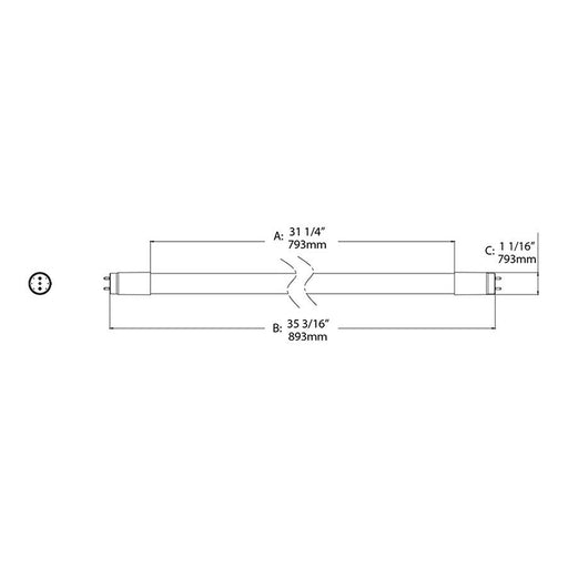 RAB LED Tube T8 Glass 3 Foot Type A 8W 3000K 1100Lm (T8-8-36G-830-DIR)