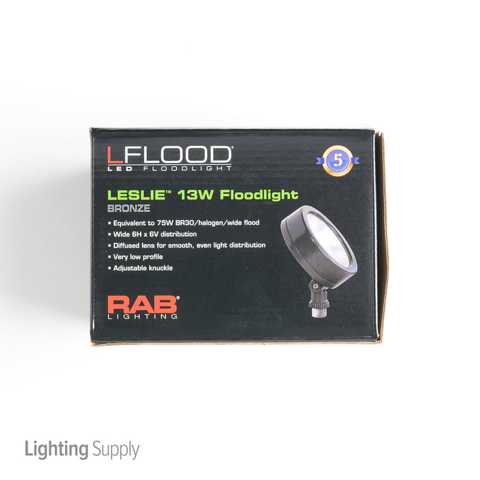 RAB Leslie Bullet Flood 13W LED 120V 4000K 80 CRI Bronze (LES13N)