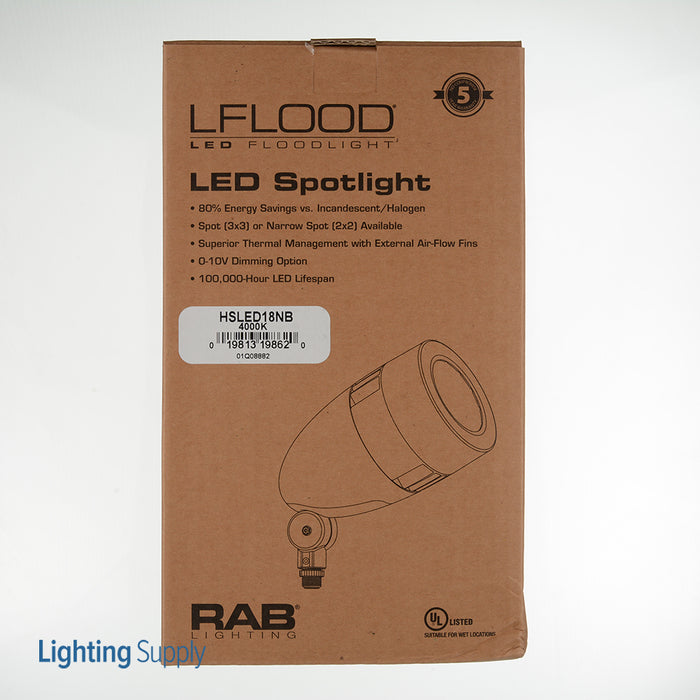 RAB LFlood 18W Neutral LED With Spot Reflector HBLED Black (HSLED18NB)