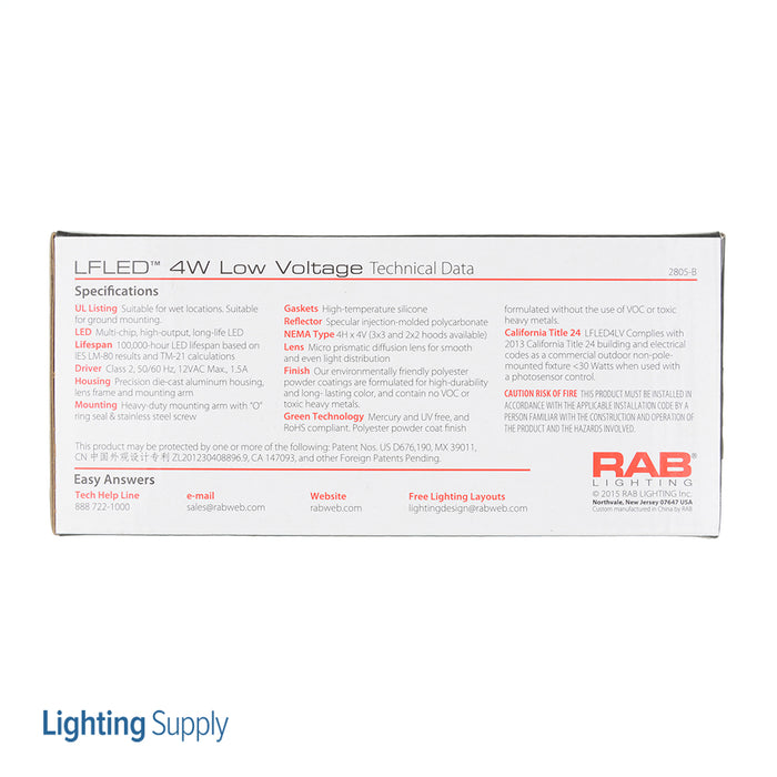 RAB LFlood 4W Warm LED 12V Angled Cone Landscape Flood LFLED Black (LFLED4YLVB)