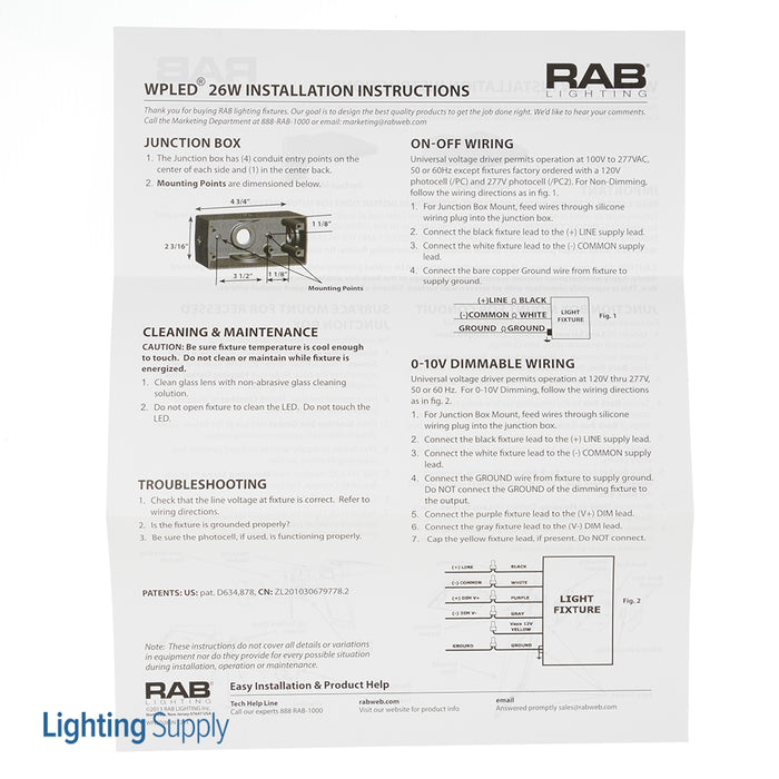 RAB LPack Wall Pack 26W Warm LED Dimmable With Backplate And Junction Box White (WPLED26YW/D10)