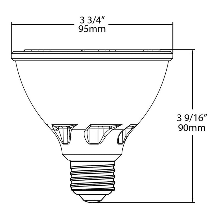 RAB PAR30S 11W 75W Equivalent 900Lm E26 90 CRI 3000K Dimmable 40 Degree (PAR30S-11-930-40D-DIM)