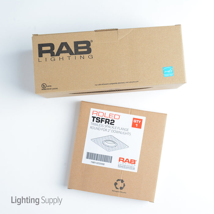 RAB Remodeler 2 Inch Round 8W 3000K Triac Dimming 40 Degree Trimless White Ring (RDLED2R8-40Y-TLW)