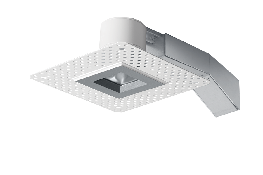 RAB Remodeler 2 Inch Square 8W 2700K Triac Dimming 20 Degree 90 CRI Trimless Silver Ring (RDLED2S8-20YYHC-TLS)