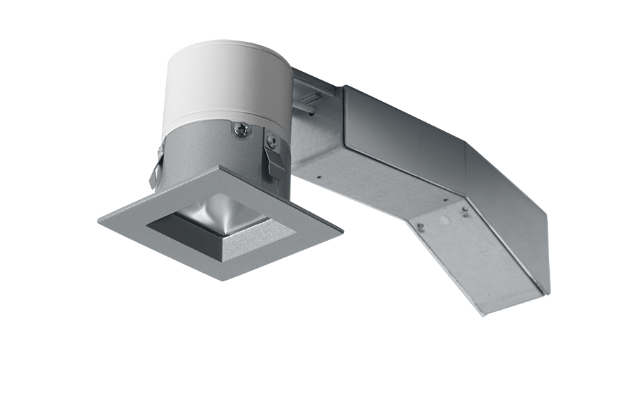 RAB Remodeler 2 Inch Square 8W 3000K Triac Dimming Wall Washer 1/2 Inch Trim Silver Ring (RDLED2S8-WY-TS)