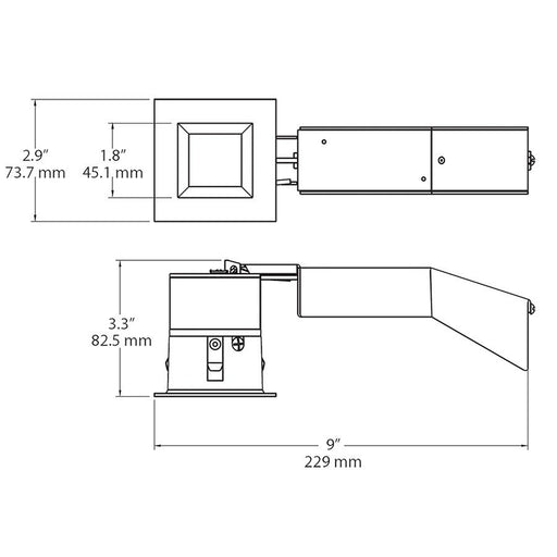 RAB Remodeler 2 Inch Square 8W 2700K Triac Dimming Wall Washer 90 CRI Trimless Black Ring (RDLED2S8-WYYHC-TLB)