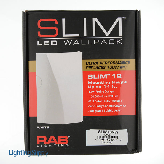 RAB Slim 18W Neutral LED 120V To 277V Wall Mount White (SLIM18NW)