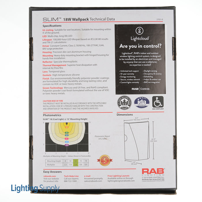 RAB Slim 18W Warm LED 277V Photocell Wall Mount Bronze (SLIM18Y/PC2)