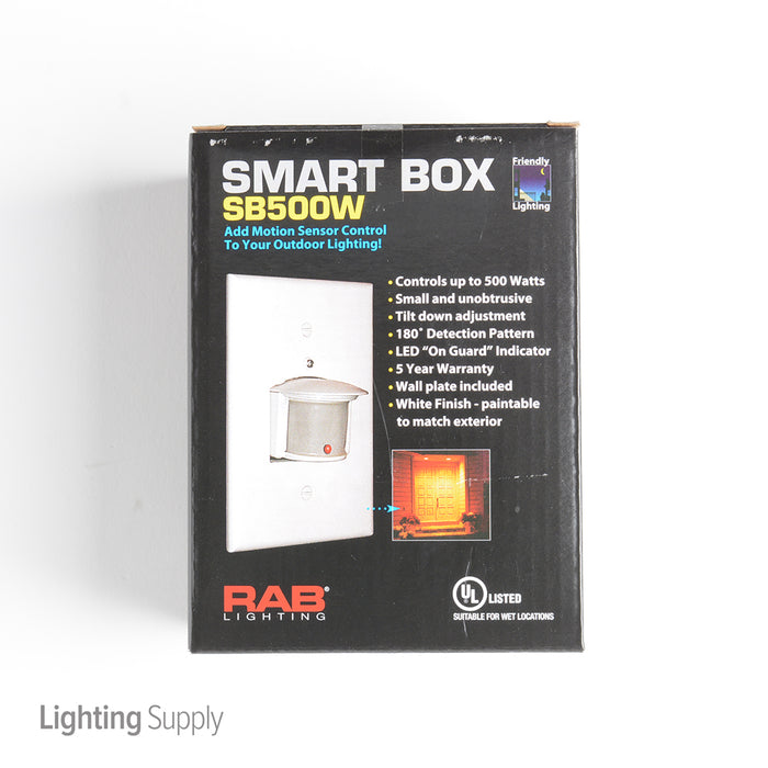 What Is A Rab Box RAB SB500W Smart Box 180 Sensor 500W 120V White — Lighting Supply