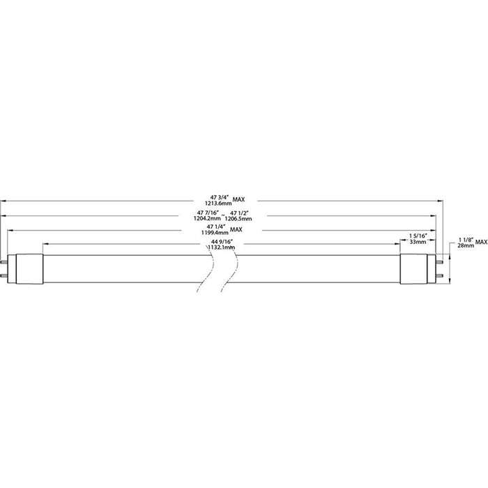 RAB T8 LED Glass 4 Foot Type A 10.5W 3000K 1800Lm (T8-10.5-48G-830-DIR)