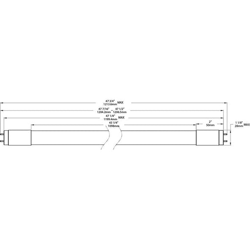 RAB T8 LED Glass 4 Foot Type A And B 12W 4000K 1800Lm (T8-12-48G-840-HYB)