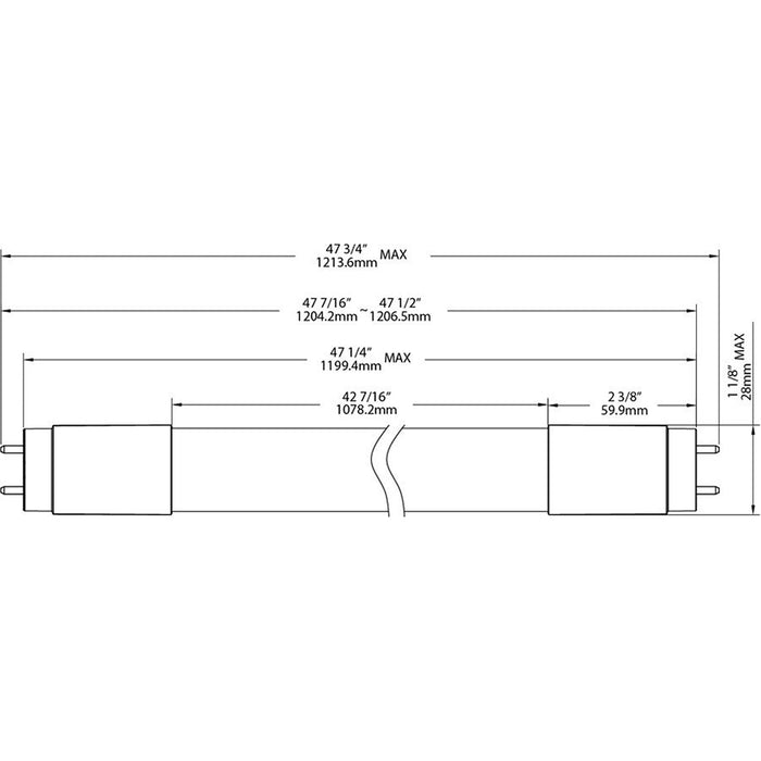 RAB T8 LED Glass 4 Foot Type B 14.5W 4000K 1800Lm Single Ended Triac Dimming (T8-14.5-48GC-840-SE-BYP-PDIM)