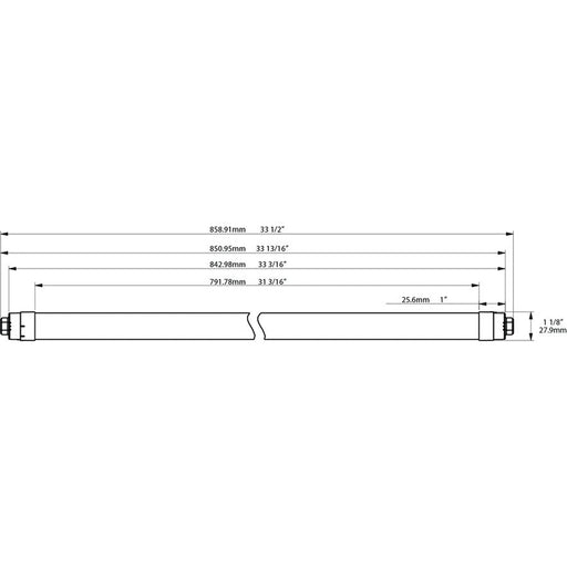 RAB T8 LED Plastic 3 Foot Sign 15W Type B 6500K 1950Lm 2 Sided (T8-15-36P2S-865-DE-BYP)