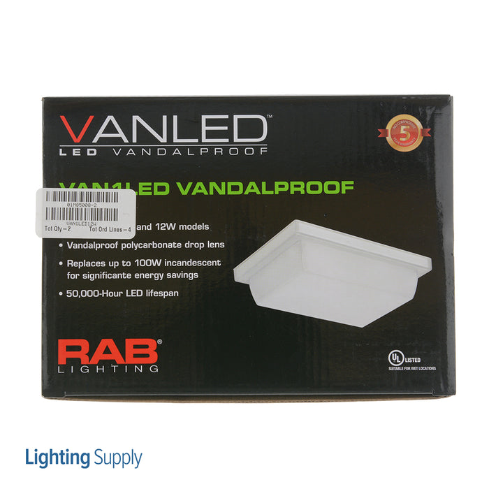 RAB VanLED Vandalproof 12W 5000K LED Ceiling Mount 6 Inch X 8 Inch (VAN1LED12W)