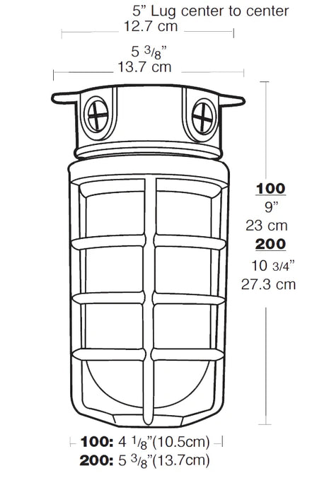 RAB Vaporproof 100 Ceiling 4 Inch Box 1/2 Inch Silver Glass Globe Cast Guard (VX100DGS)