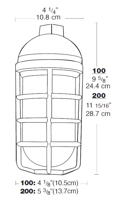 RAB Vaporproof 100 Pendant 1/2 Inch White With Glass Globe Cast Guard (VP100DGW)