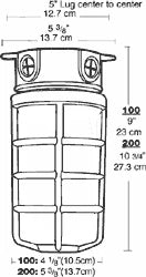 RAB Vaporproof 200 Ceiling 4 Inch Box 3/4 Inch Black With Glass Globe (VX200B-3/4)