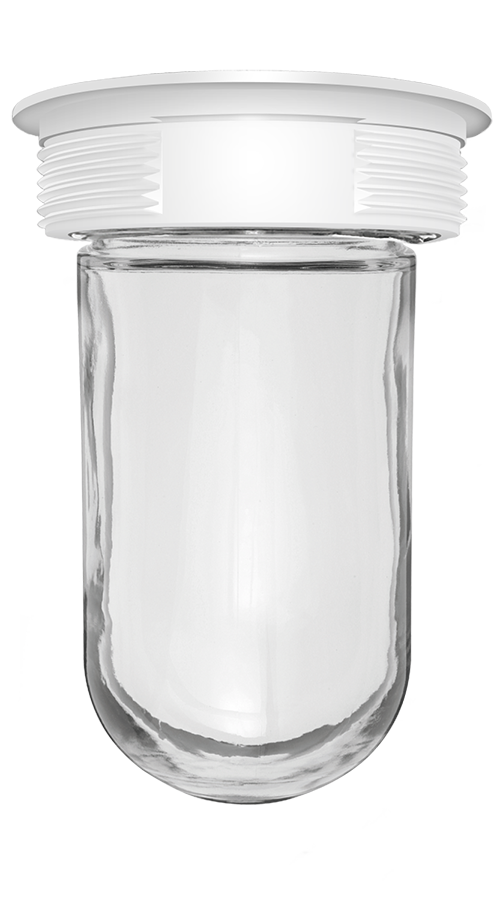 RAB VC200W Vaporproof 200 Ceiling White With Glass Globe — Lighting Supply