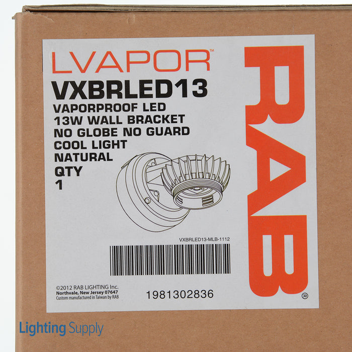 RAB Vaporproof LED 13W Cool Wall Bracket No Globe No Guard (VXBRLED13)