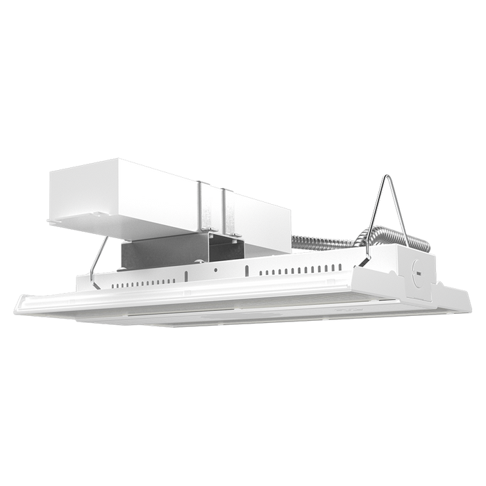 RAB LED Linear High Bay Small Wattage/CCT Selectable 130W/100W/80W 4000K/5000K Battery Backup 120-277V High Output White (RBAY17SHO/E)