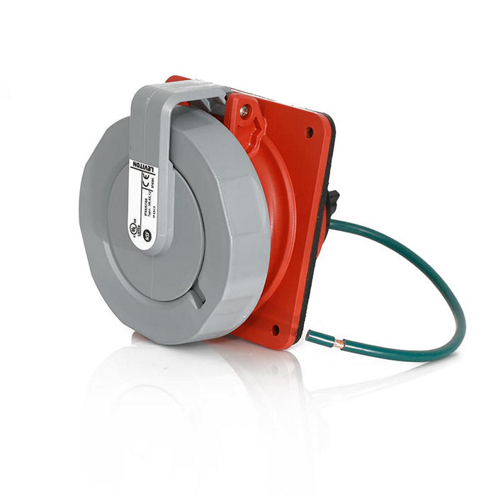 Leviton 30A/32A 380-415V 3-Phase 3-Pole 4-Wire LEV Series North American-Rated Pin And Sleeve Receptacle Industrial Grade Watertight Red (430R6WLEV)