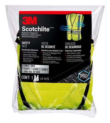 3M - 94617 Reflective Construction Safety Vest With 5 Point Tear Away Class 2 Hi-Viz Yellow 94617-80030-Ps (7100178483)