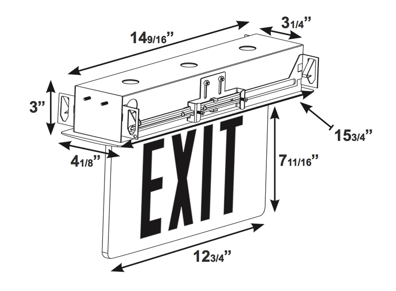 Best Lighting Products LED Double Faced Mirror Recessed Edge Lit Exit Sign With Red Letters Battery Backup-SDT Self-Diagnostics (RELZXTE2RMAEM-SDT)