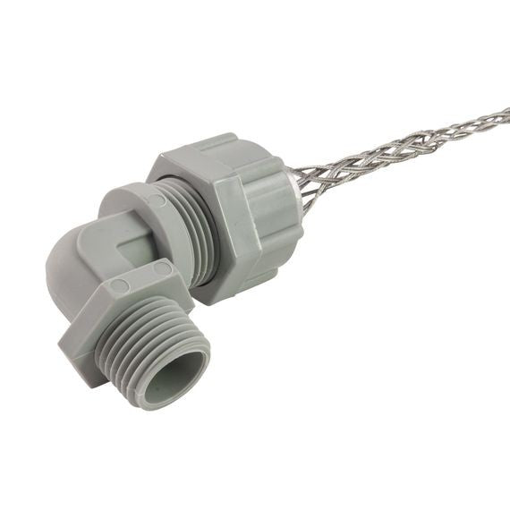 Remke Cord Connector Nylon 90 Degree 1/2 Inch NPT Cable Range .125 .188 With Locknut And O-Ring (RSP-9103-LR)