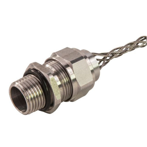 Remke Cord Connector Stainless Steel 2 Inch NPT Cable Range 1.688 1.812 Form Size 6 With Mesh And Stainless Steel Locknut (RSSS-629-ELNSS)