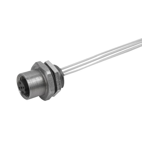 Remke M12 Etherlink Receptacle Female 4-Pole 1 Foot 24 AWG M16 Thread (E04W0010P16)