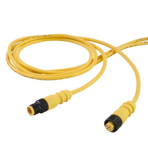 Remke Single Key M12 Micro-Link Cable Assembly PUR Male/Female 90 Degree 4-Pole 6.6 Foot 22 AWG Non-Metallic Couplers (504L0066LN)