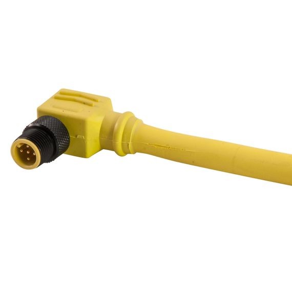 Remke Single Key M12 Micro-Link Plug Assembly PUR Braided Male 90 Degree 4-Pole 16.4 Foot 22 AWG (504F0164AL)