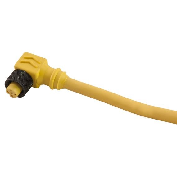 Remke Single Key M12 Micro-Link Plug Assembly PVC Female 90 Degree 4-Pole 100 Foot 22 AWG (304C1000J)